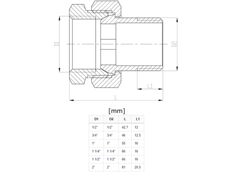 Junção de União de Tubo Roscado de 1 Polegada, União de Conexões Fêmea X Macho em Latão
