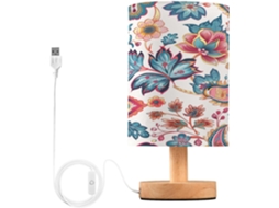 Abajur De Cabeceira Com Estampa Paisley Para Quarto, Portas De Carregamento Usb C, Luminária De Mesa Cabeceira