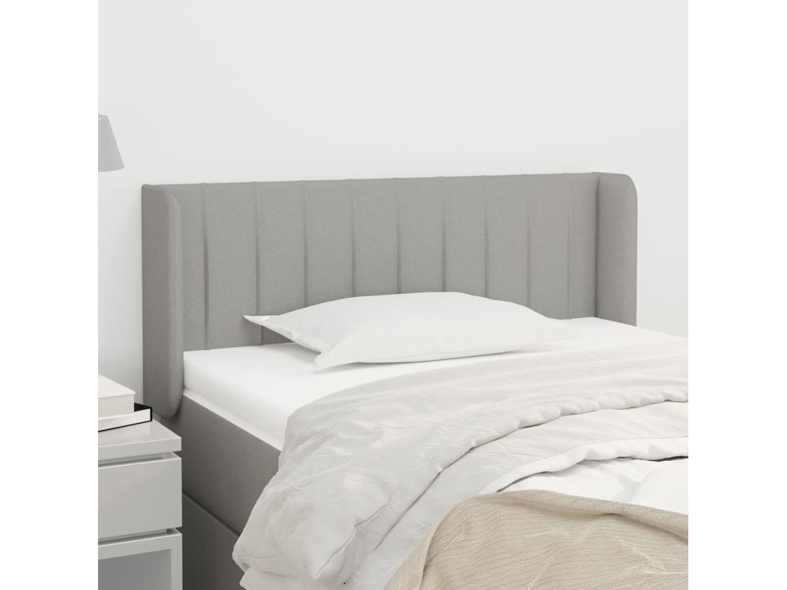 Vidaxl Cabeceira De Cama C/ Abas Tecido 93x16x78/88 Cm Cinzento-claro