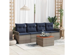 Vidaxl Conjunto De Sofá De Jardim 5 Unid. Cinzeto Vime Pe
