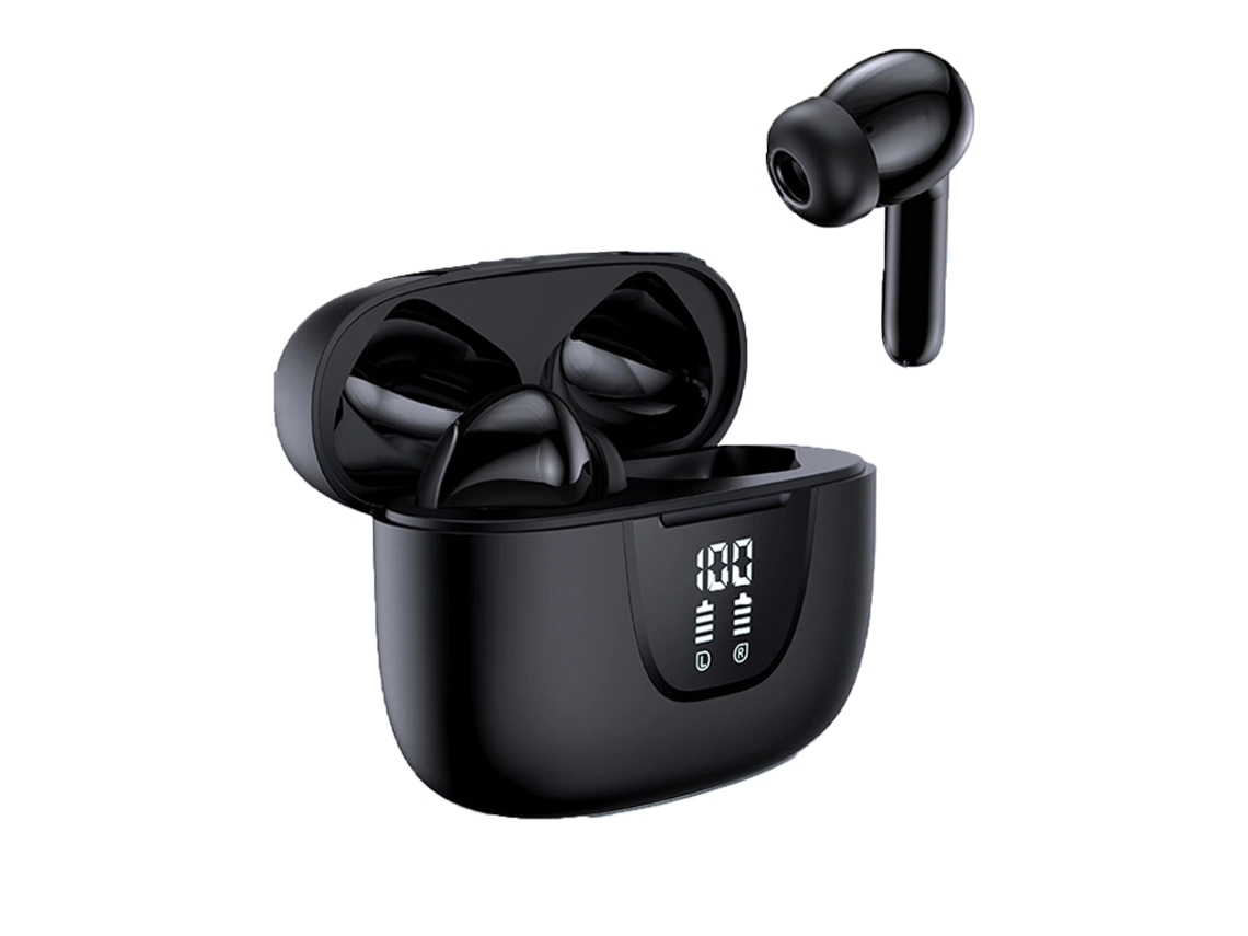 Fones de Ouvido Sem Fio Cw39, Bluetooth 5.3, Tempo de Reprodução de 76 Horas, Ipx7 À Prova D'água, Tela Led JIAPEI (preto)