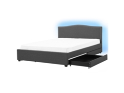 Cama Com Gavetas De Arrumação Montpellier Tecido Multicolor 180 X 200 Cm Led