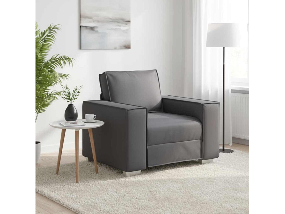 Vidaxl Cadeira Sofa Cinzento 100 Cm Couro Sintético