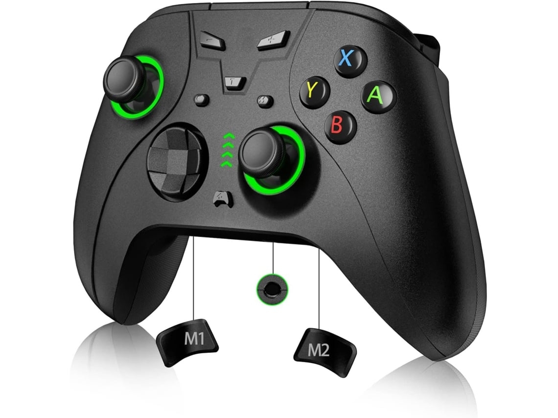 Controlador Ps4 Switch Pro Controller com Botões Programáveis Dual Vibration Turbo Green Led Light e Wake Up Function Jack de Fone de Ouvido