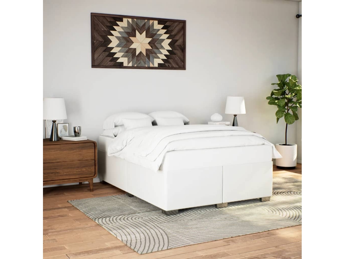 Vidaxl Estrutura De Cama 140x200 Cm Couro Artificial Branco