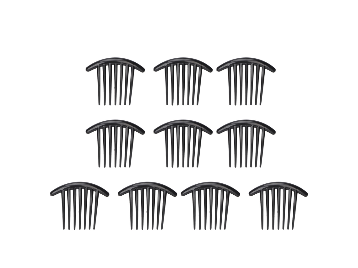2026 - Conjunto de 10 grampos de cabelo antiderrapantes com cantos arredondados e pentes laterais elegantes de plástico para coques e penteados presos.