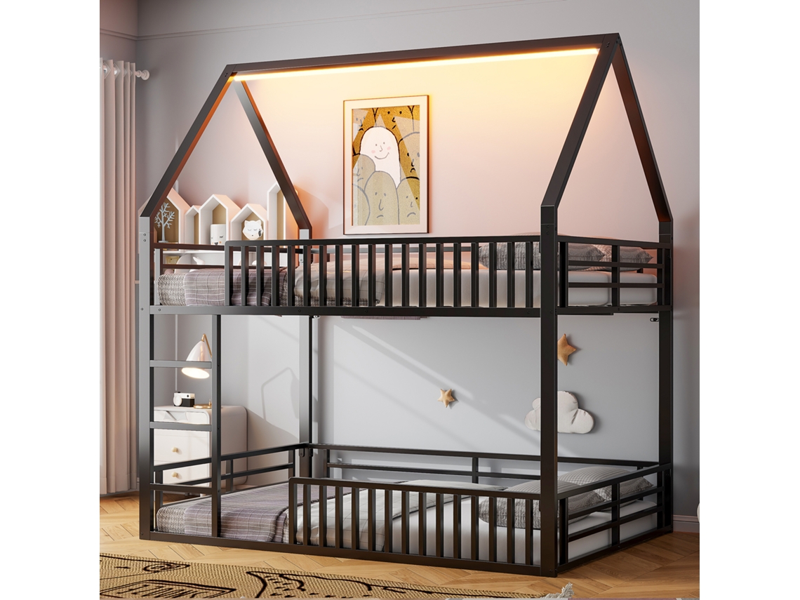 Cama De Berço 140x200 Com Fence E Luz Led Preto