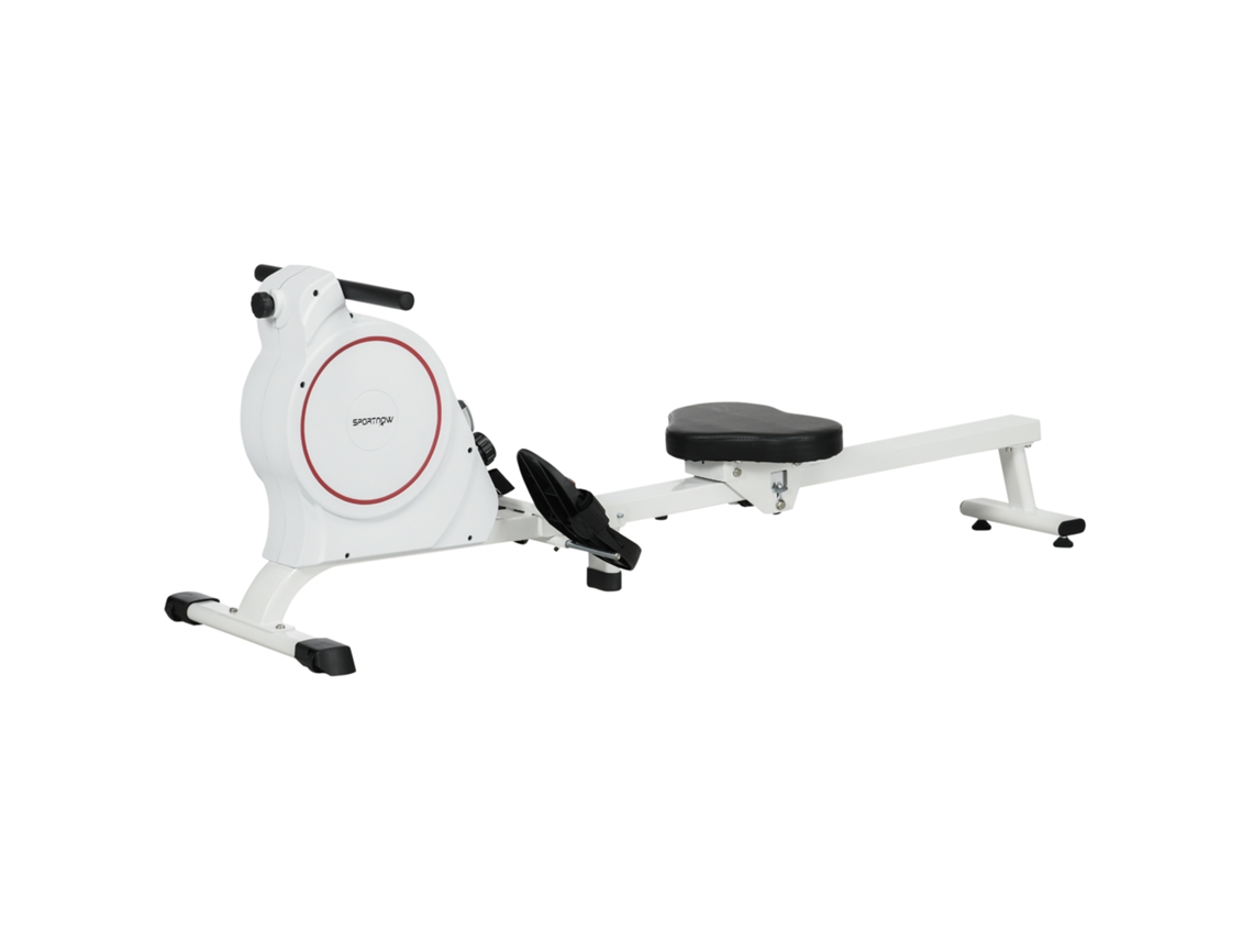 Máquina De Remo Dobrável Com Resistência De 8 Níveis Ecrã Lcd E 2 Rodas De Transporte 180x48x60 Cm Branco