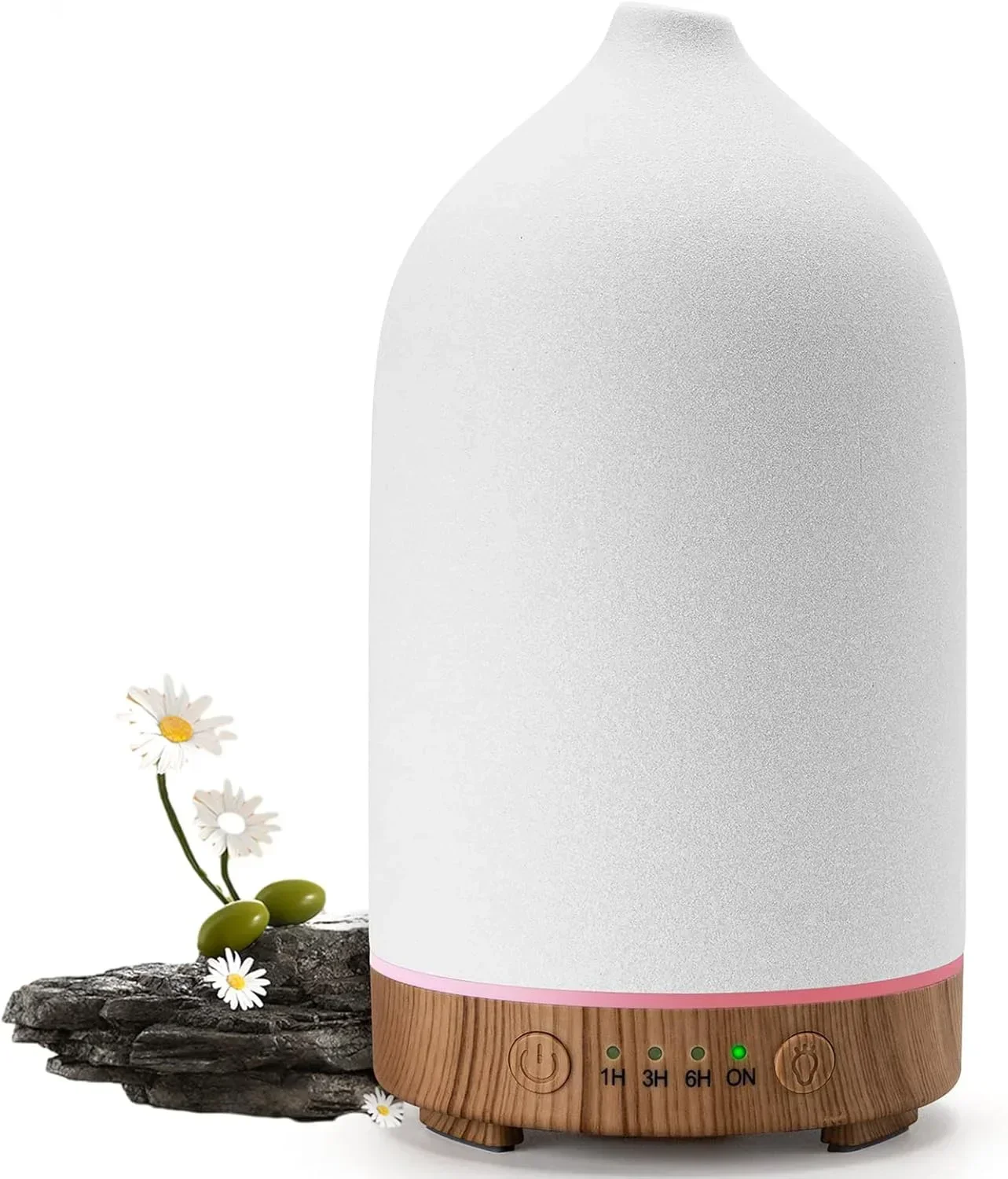Difusor De Aroma Ultrassônico De Cerâmica (madeira), Umidificador Silencioso Para Óleos Essenciais, Com Temporizador.