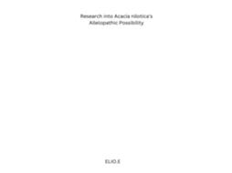 Livro Research into Acacia niloticas Allelopathic Possibility de ELIO E (Inglês)