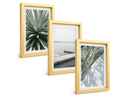 Composição De Quadros Folhas De Palmeira Ponte De Madeira Espelharte (3 Peças 20x30 Cm)