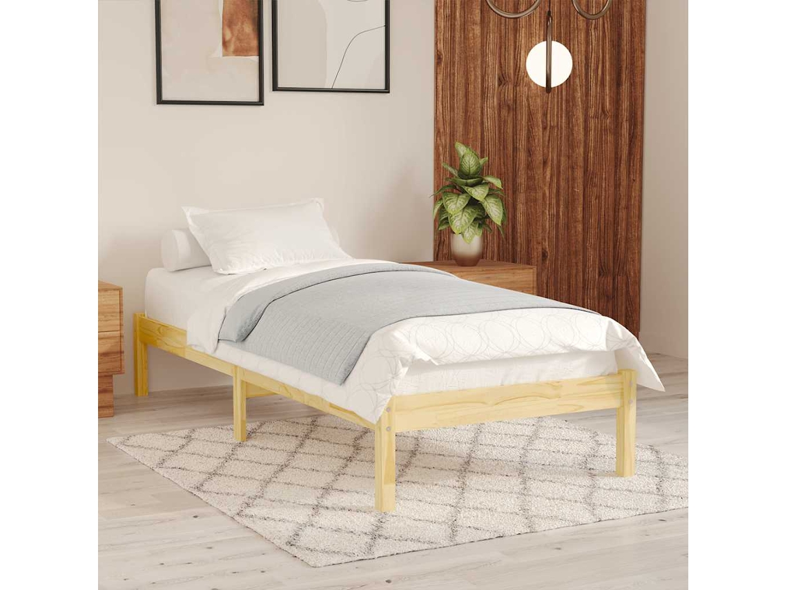 Vidaxl Estrutura De Cama Solteiro 90x190 Cm Madeira Maciça