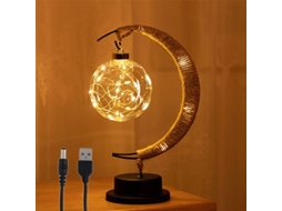 Lâmpada Lunar Encantada Com Base Led Usb/bateria Luz De Lua Crescente (branco Quente)