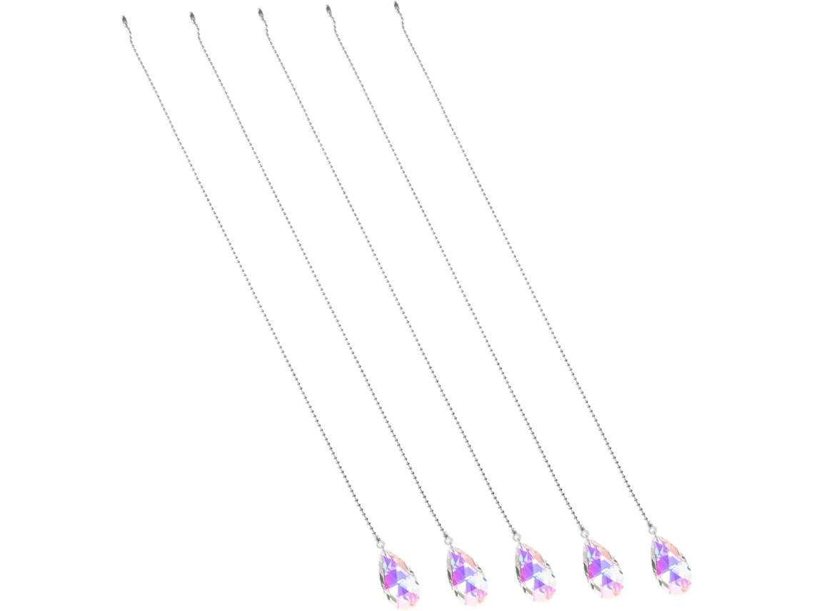 Conjunto De 5 Pingentes De Cristal Para Extensão Da Corrente Do Ventilador De Teto