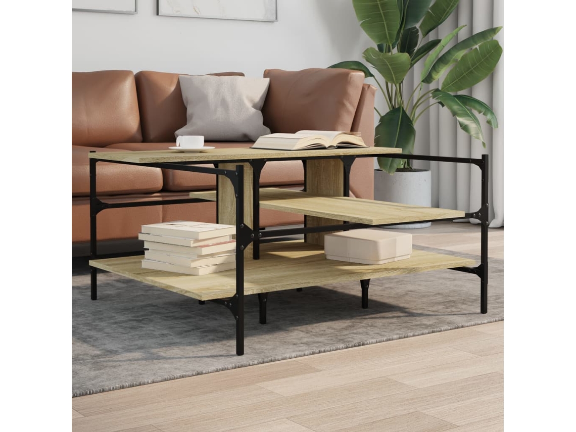 Vidaxl Mesa Centro 100x100x48,5cm Derivados Madeira De Carvalho Sonoma