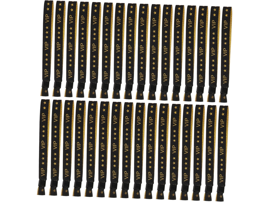 Conjunto de 50 pulseiras de identificação VIP em poliéster para eventos, casamentos e festas. Verificação rápida e segura.