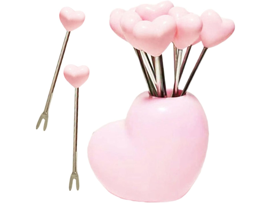 Conjunto De 10 Garfos Em Formato De Coração Para Aperitivos, Ideais Para Morangos E Outras Frutas.