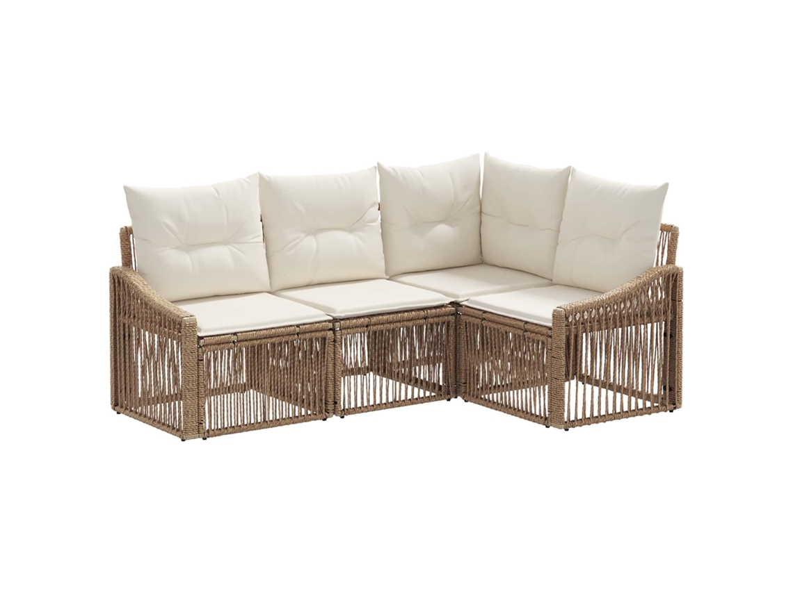 Vidaxl Conjunto De Sofá De Jardim 4 Pcs Bege Vime Pe