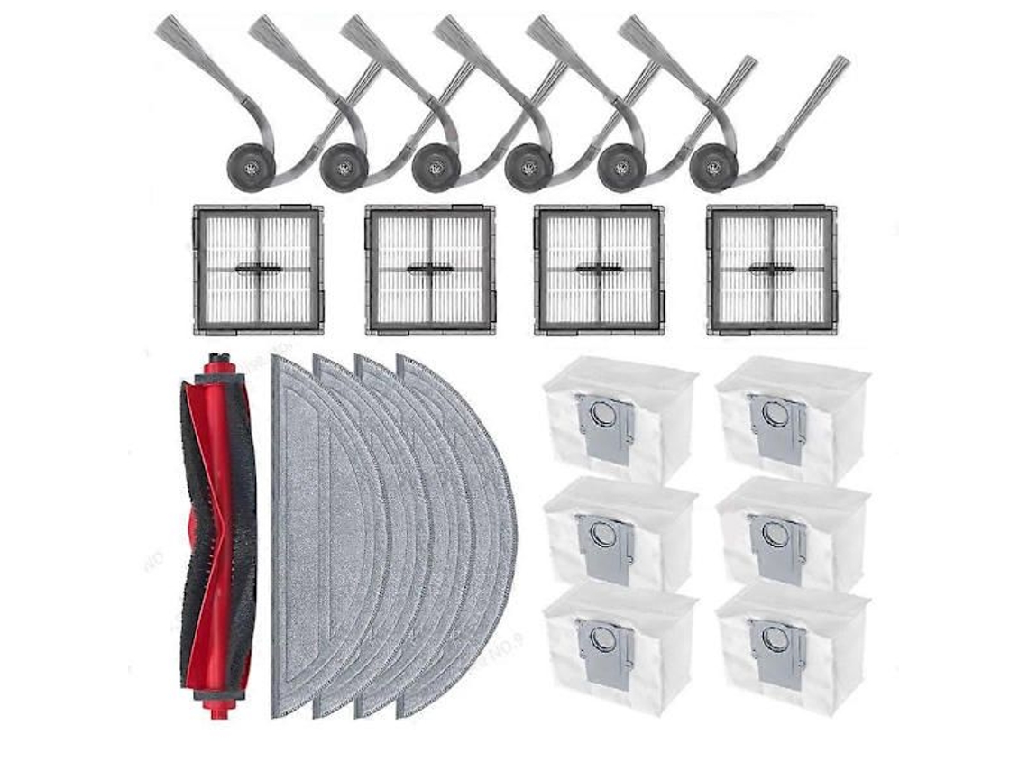 para Roborock Q10 S5/ Q10 S5 +/q10v/q10v+/q10 Vf/q10 Vf+/ S8 Pro S8 Pro Plus: Escova Lateral, Filtro, Pano de Limpeza e Saco para Pó BRILVIBERA