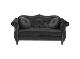 Sofá de 2 lugares BELIANI Skien de Veludo Preto 165x83x91