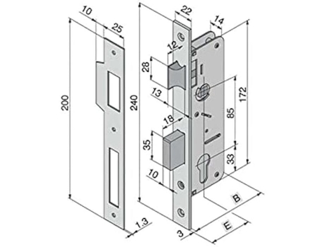 Fechadura Deslizante WELKA Cilindro de Perfil F22