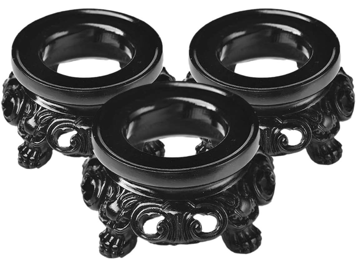 Base Preta Toyvian Para Esferas De Cristal Resina, Pedestal Redondo Oco Esculpido Para Exibir Bolas De 3a 4cm, Conjunto