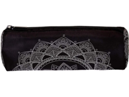 Porta-lápis com mandala de henna e flores, organizador de mesa, item essencial para escola e escrivaninha.