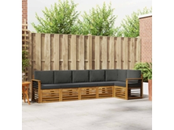 Vidaxl Conjunto De Sofás Para Exterior 6 Unid. Natural E Antracite