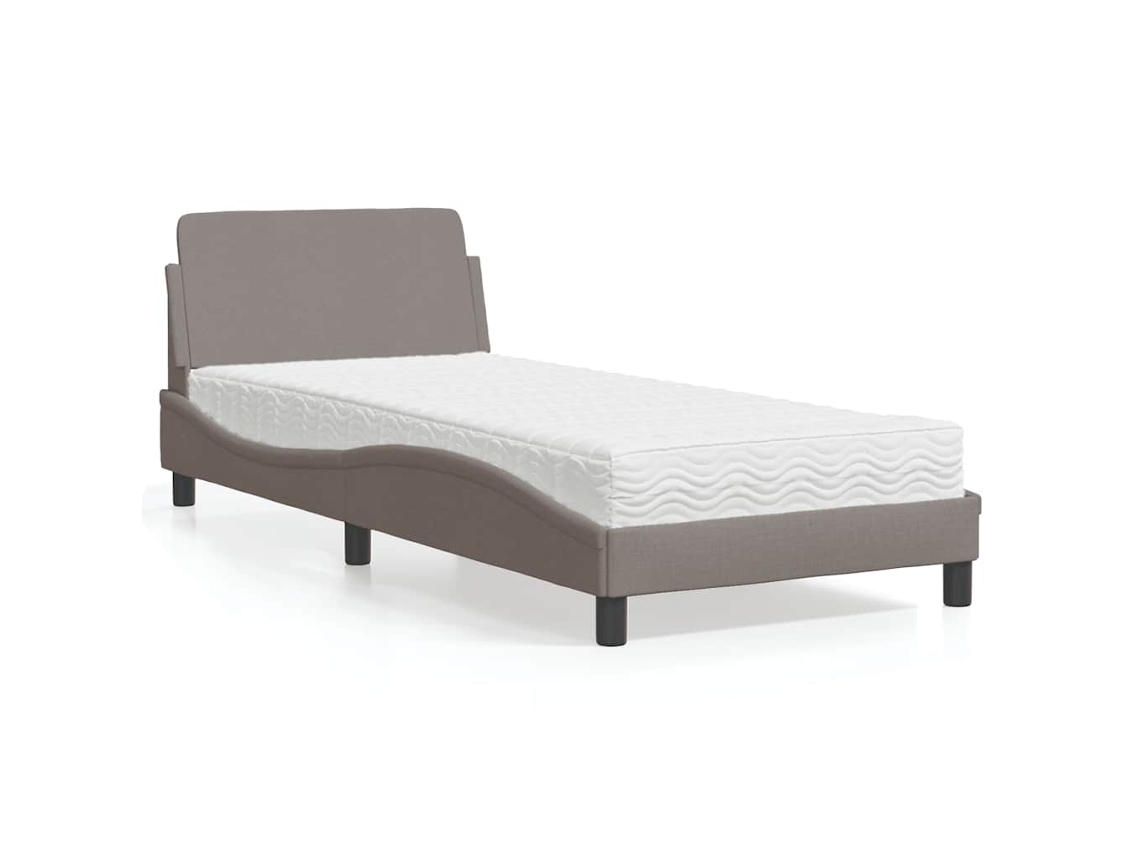 Vidaxl Cama Com Colchão Dover 90x200 Cm Tecido Cinzento-acastanhado