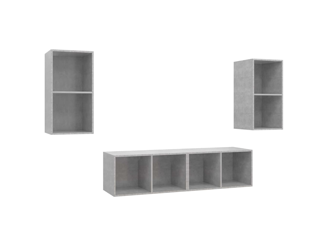 Conjunto de 4 Móveis de Parede para TV Madeira Cinza Cimento MAISON EXCLUSIVE