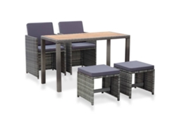 Vidaxl 5 Pcs Conjunto Jantar Exterior Vime E Madeira Acácia Antracite