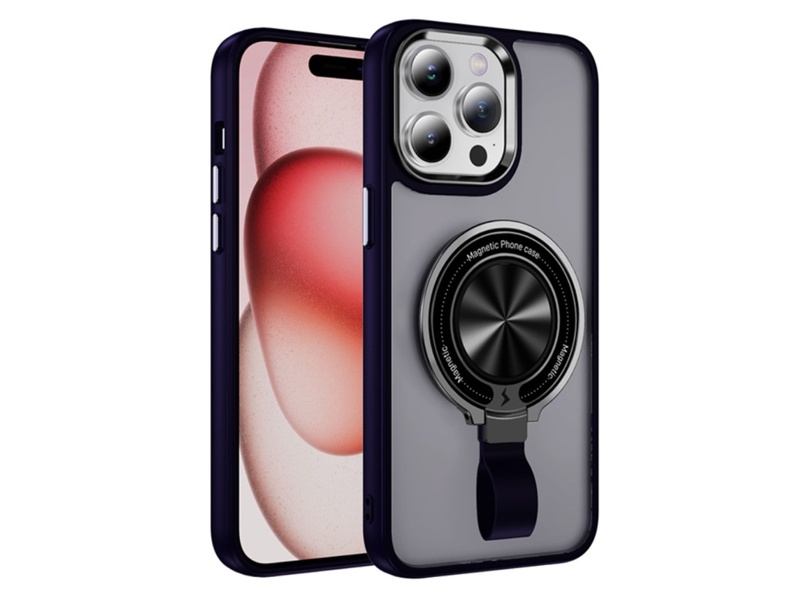 Suporte Casa Pega Para Iphone 15 Pro Max Pele Sintética Magnética Roxo