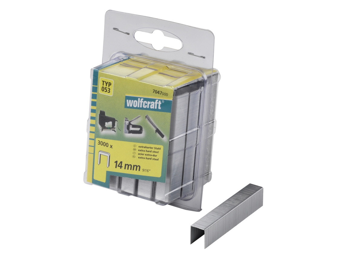 7047000 3000 Grapas De Lomo Ancho Extra Duro De Tipo 053, 14 Mm Wolfcraft