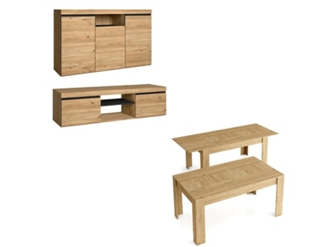 Conjunto Móveis de Sala SKRAUT HOME Melamina Castanho