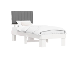 Estrutura de Cama com Cabeceira Estofada em Cinzento Claro MAISON EXCLUSIVE