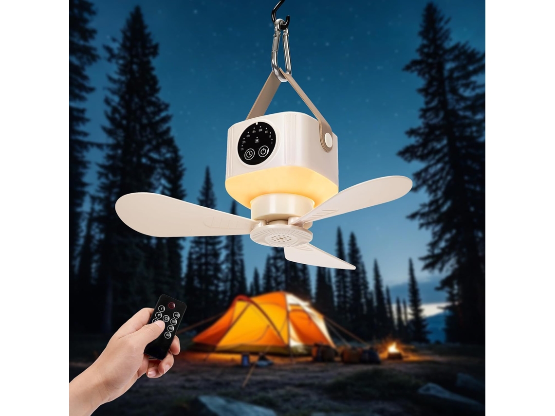 Ventilador De Teto Portátil Com Luzes E Controle Remoto, 4 V, Portátil, Controle Remoto, Recarregável, Usb, Velocidades, Temporizador