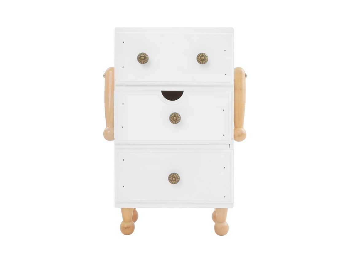 Armário de Armazenamento em Madeira de Pinheiro com Design de 3 Litros, Branco (OEM)
