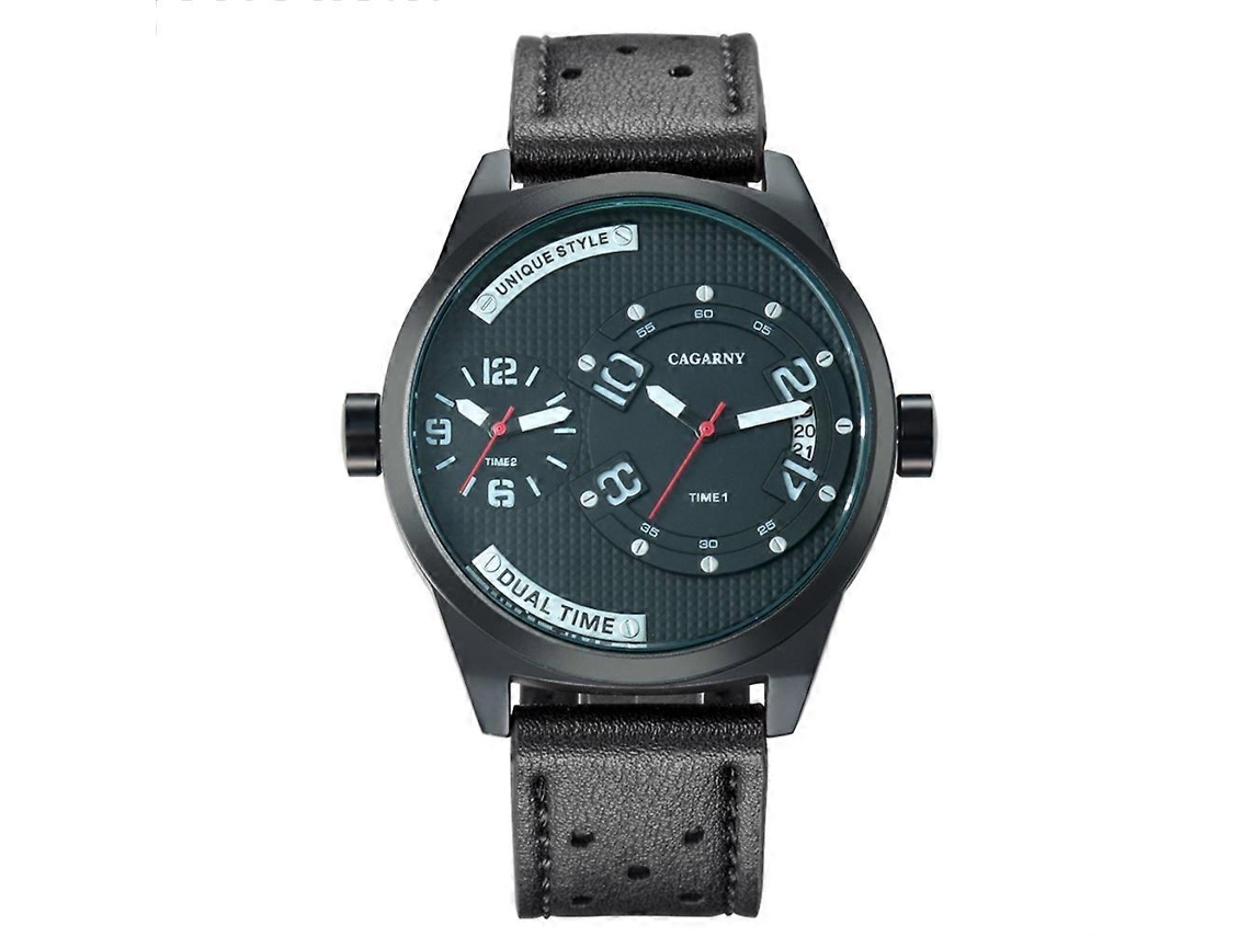 Relógio Cagarny 6816 Living À Prova D'água Com Mostrador Redondo, Movimento Duplo De Quartzo, Caixa Em Liga Metálica, Estilo Fashion, Com Pulseira De