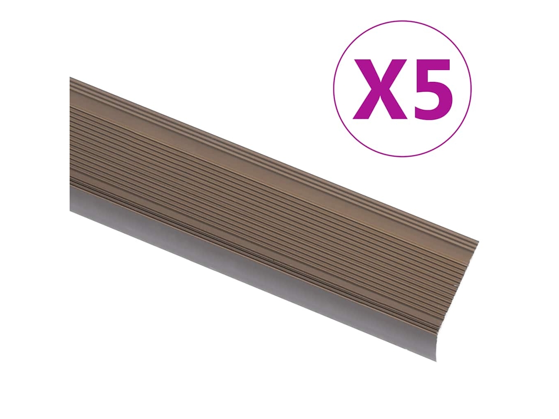 Vidaxl Perfil P/ Escada em Forma de L 5 Pcs Alumínio 90 Cm Castanho