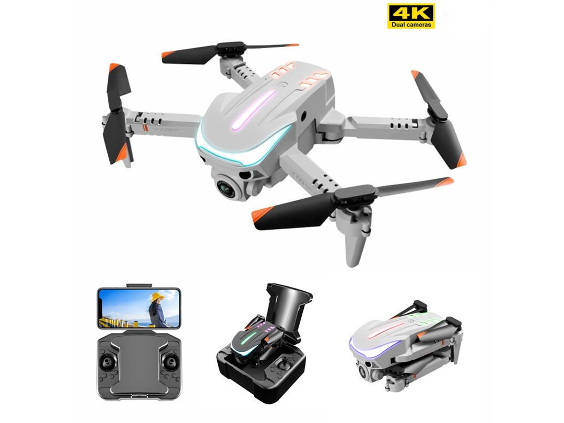 K109 Mini Drone Dobrável com Câmera Única 4K Luz de Respiração Colorida 3 Baterias Duração Da Bateria: 12 Min Cinza YIZHOOD