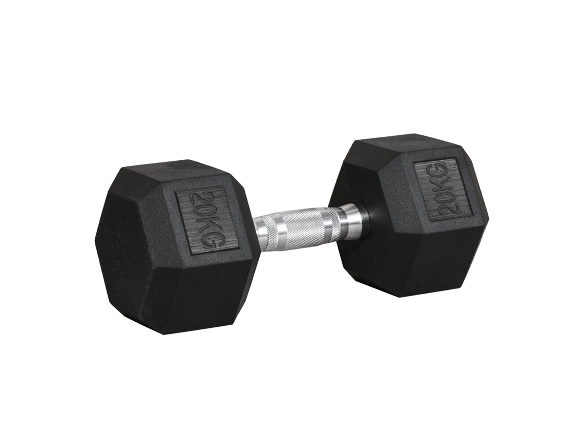 Manubrio Hexagonal 20kg em Aço e Borracha para Treino em Academia,casa e Escritório preto BTFORUS