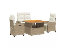 Maison Exclusive - 4 Pcs Conjunto De Jantar P/ Jardim C/ Almofadões Vime Pe Bege