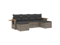Conjunto de 6 Sofás de Jardim com Almofadões Vime Cinzento MAISON EXCLUSIVE (80x200 cm)