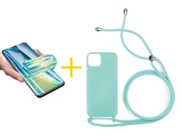 Pack 1 x Película de Hidrogel + Capa SKYHE Apple iPhone 16 Pro Max Gel Rope Verde Água