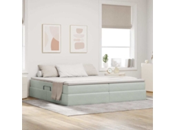 Vidaxl Cama Com Arrumação E Colchão Cinzento-claro 200 X 200 Cm Veludo