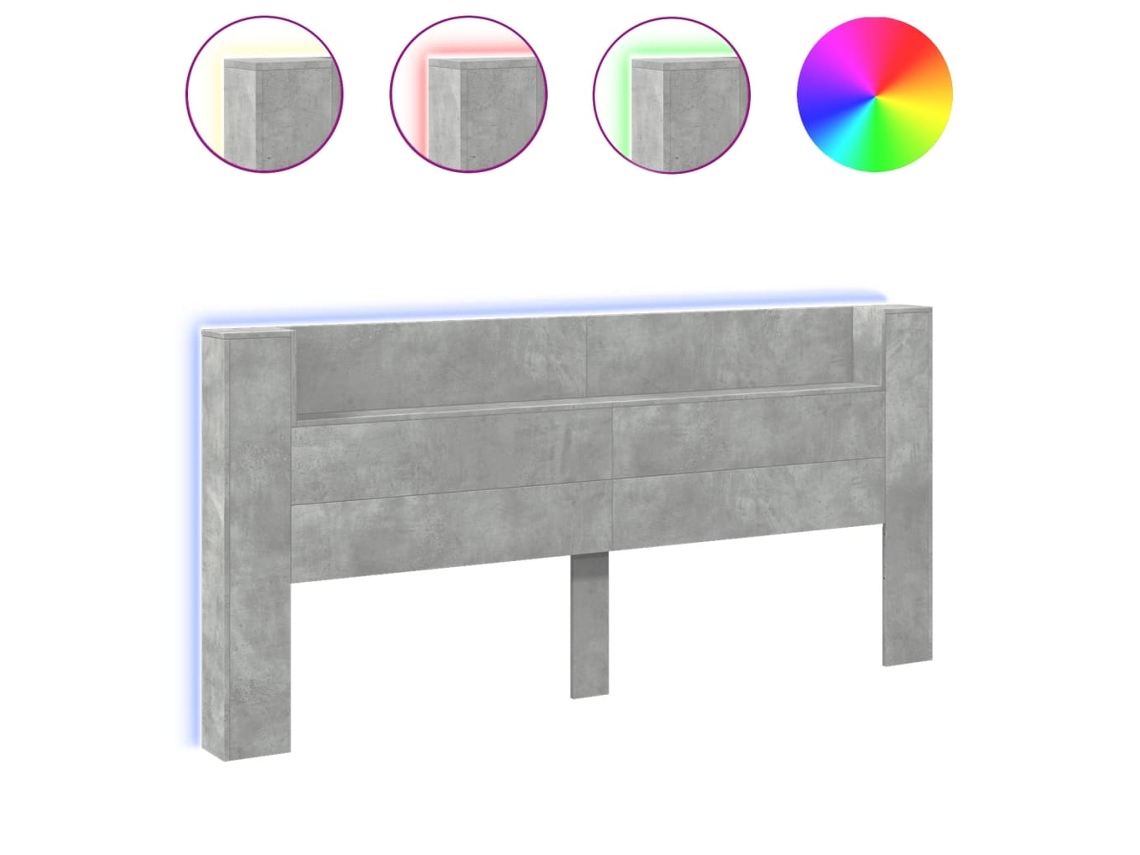 Cabeceira com Iluminação LED Cinza Cimento 220x16,5x103,5 cm MAISON EXCLUSIVE