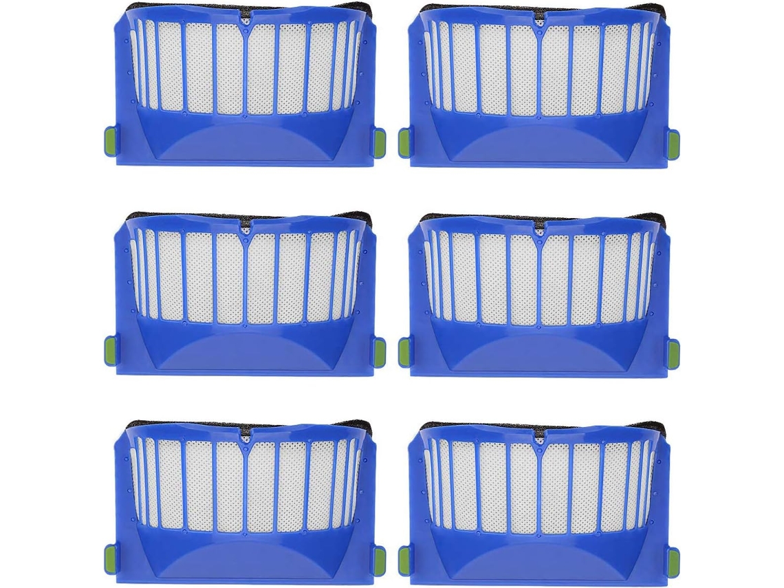 Pacote com 6 Filtros de Reposição para Aspirador de Pó Irobot Roomba 600, 605, 610, 620, 630, 650 e 660 BRILVIBERA