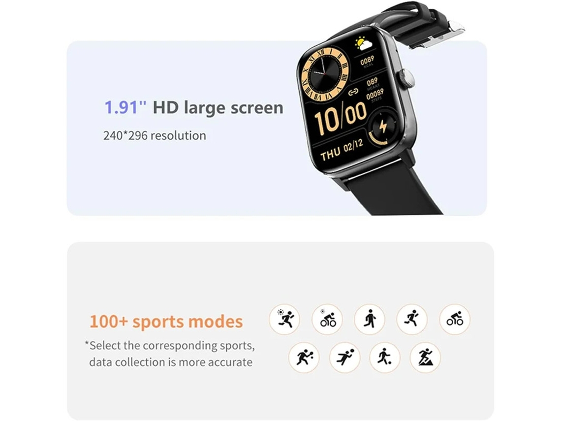 Smartwatch Face/atender chamadas Fitness Watch 2.0 Mais de 100 modos esportivos Preto Bestvite