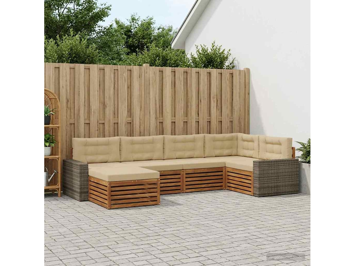 Vidaxl Conjunto De Sofás Para Exterior 6 Unid. Natural E Bege