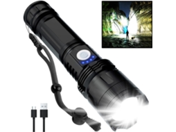 Lanterna Led Recarregável Com 5 Modos, Design À Prova D'água Ipx5 Para Camping (preta)